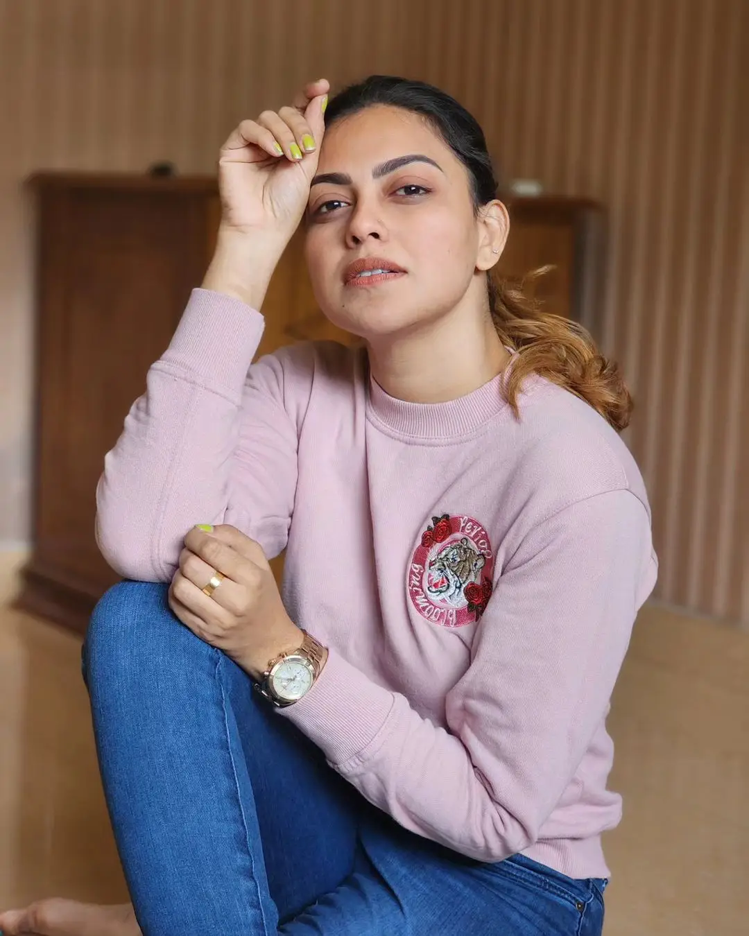 Anusree Nair In Pink Top Blue Jeans